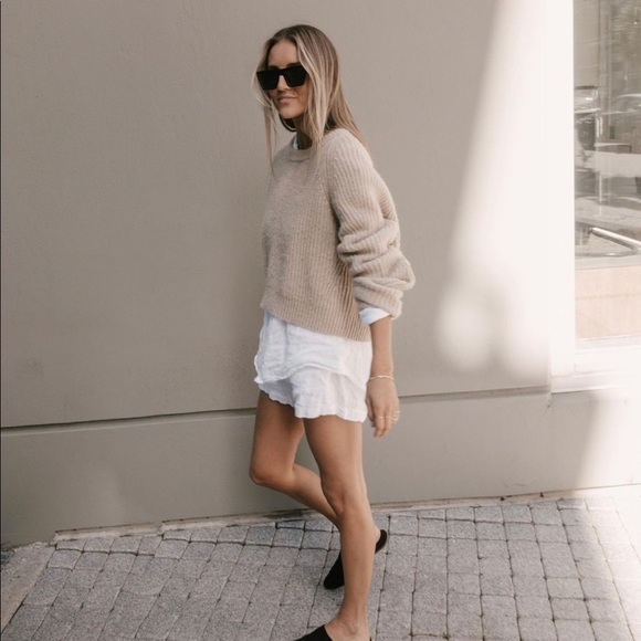 OAK + FORT Sweaters - OAK + FORT Tan Cropped Sweater 5601